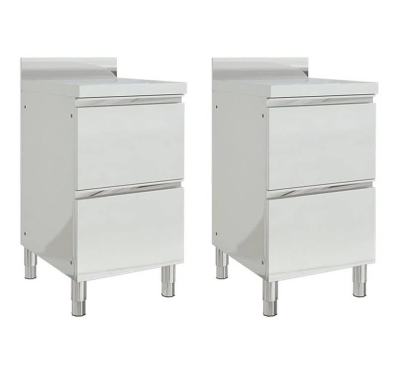 vidaXL Schrankmodule Gastro-Küchenschränke mit 2 Schubladen 2 Stk. Edelstahl von vidaXL