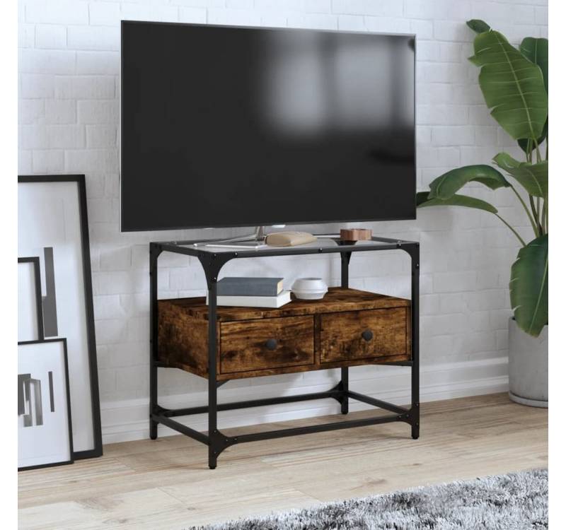 vidaXL Schrankmodule TV-Schrank mit Glasplatte Räuchereiche 60x35x51cm Holzwerkstoff von vidaXL