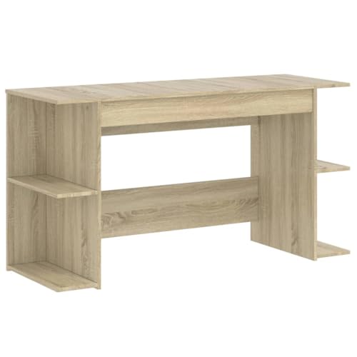 vidaXL Schreibtisch, Bürotisch mit Stauraum, Computertisch für Büro, Arbeitstisch Laptoptisch Büromöbel, Modern, Sonoma-Eiche Holzwerkstoff von vidaXL