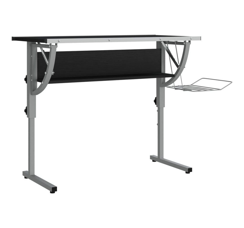 vidaXL Schreibtisch Basteltisch Schwarz & Grau 110x53x(58-87)cm Holzwerkstoff Stahl von vidaXL