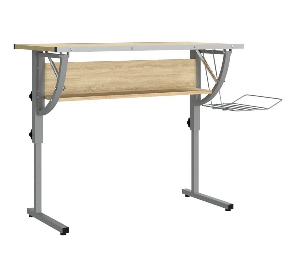 vidaXL Schreibtisch Basteltisch Sonoma Eiche & Grau 110x53x(58-87) cm Holzwerkstoff von vidaXL