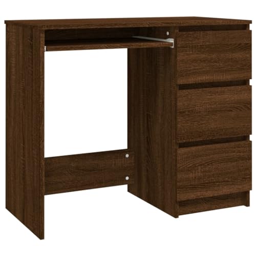 vidaXL Schreibtisch Computertisch Arbeitstisch Bürotisch PC Tisch Büro Laptoptisch Büromöbel Arbeitszimmer Braun Eichen-Optik 90x45x76cm Holzwerkstoff von vidaXL