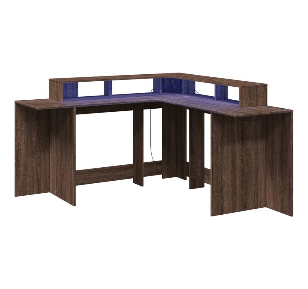 vidaXL Schreibtisch LED-Schreibtisch Braun Eichen-Optik 152x152x91 Holzwerkstoff von vidaXL