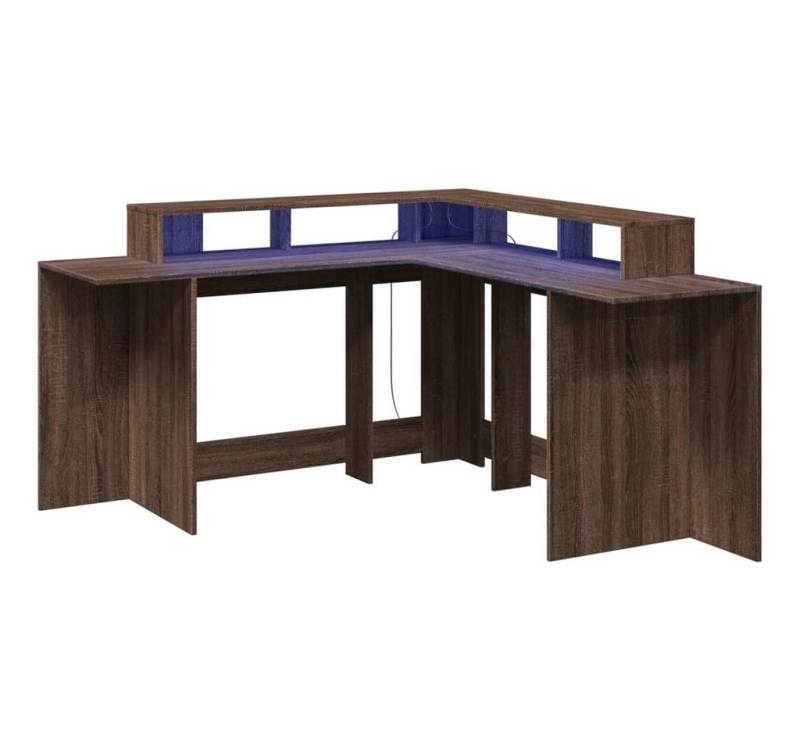 vidaXL Schreibtisch LED-Schreibtisch Braun Eichen-Optik 152x152x91 Holzwerkstoff von vidaXL