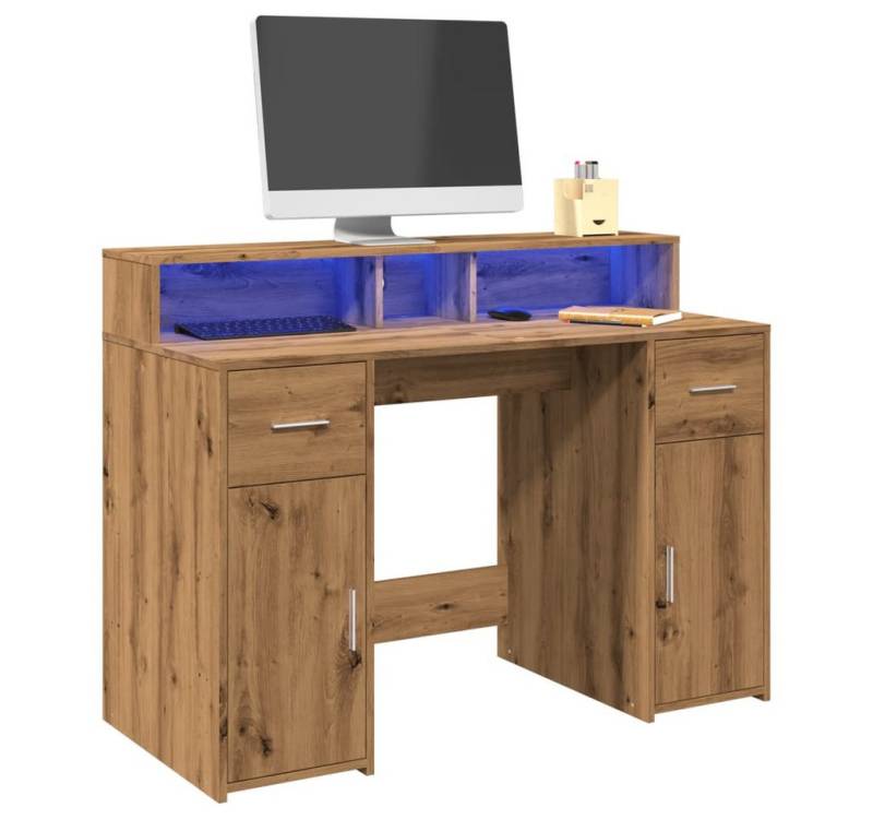 vidaXL Schreibtisch LED Schreibtisch Bürotisch Arbeitstisch Gamingtisch Artisan-Eiche 120x von vidaXL