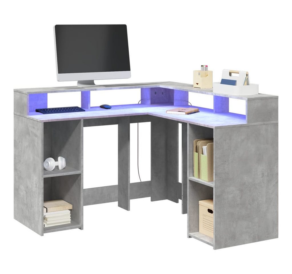 vidaXL Schreibtisch LED Schreibtisch Bürotisch Arbeitstisch Gamingtisch Betongrau 130x130x vidaXL Schreibtisch LED Schreibtisch Bürotisch Arbeitstisch Gamingtisch Betongrau 130x130x von vidaXL