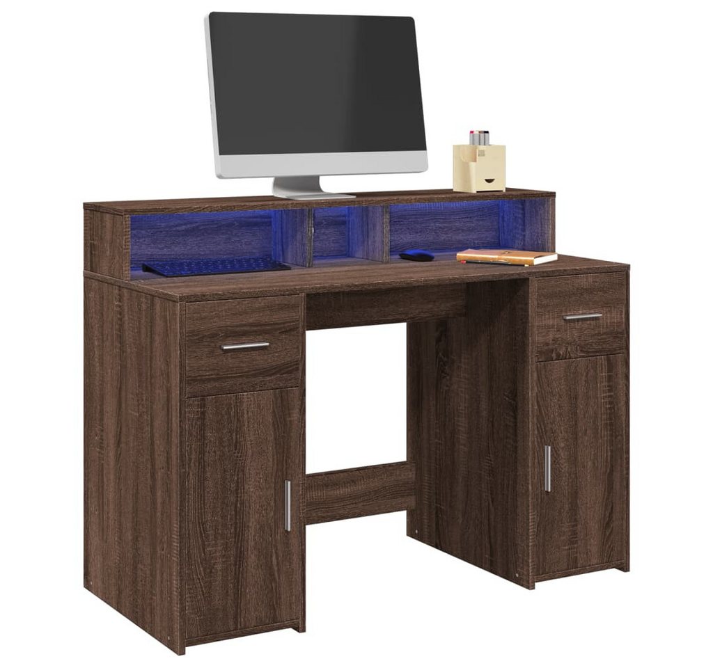 vidaXL Schreibtisch LED Schreibtisch Bürotisch Arbeitstisch Gamingtisch Braun Eichen-Optik vidaXL Schreibtisch LED Schreibtisch Bürotisch Arbeitstisch Gamingtisch Braun Eichen-Optik von vidaXL