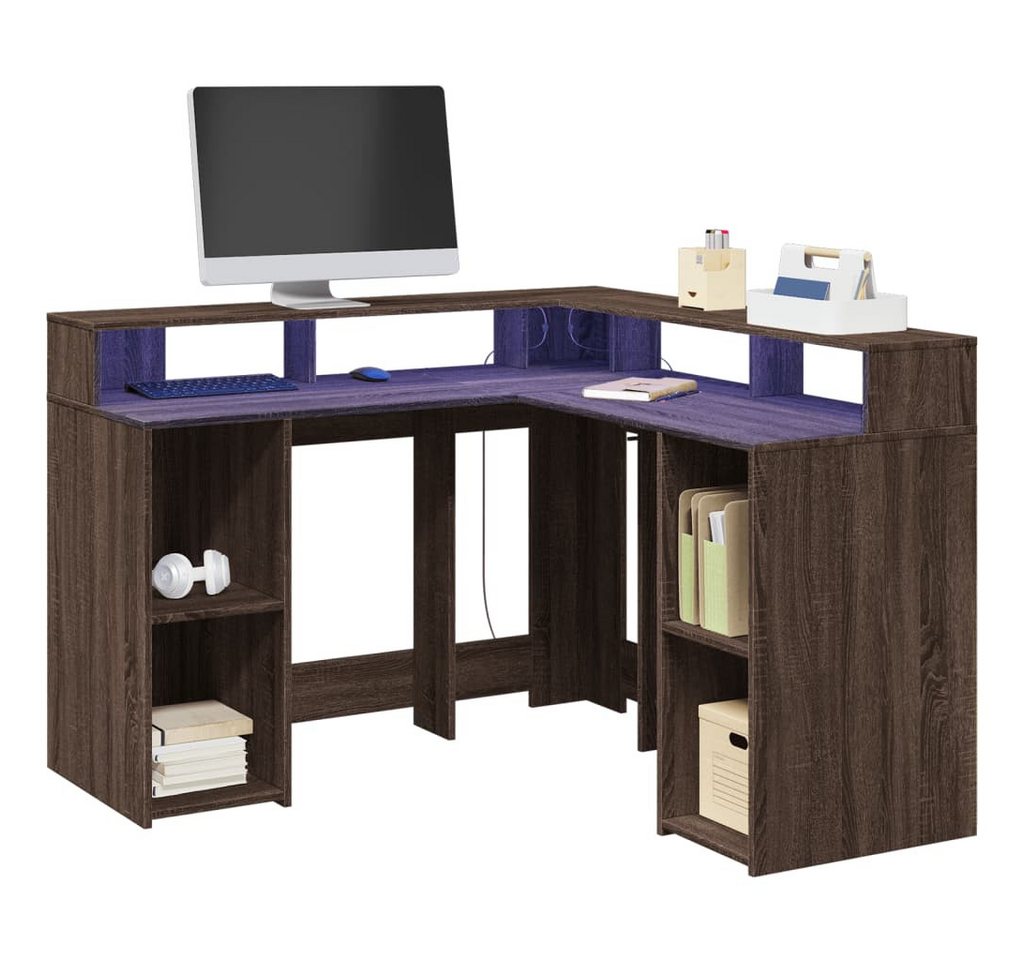 vidaXL Schreibtisch LED Schreibtisch Bürotisch Arbeitstisch Gamingtisch Braun Eichen-Optik vidaXL Schreibtisch LED Schreibtisch Bürotisch Arbeitstisch Gamingtisch Braun Eichen-Optik von vidaXL