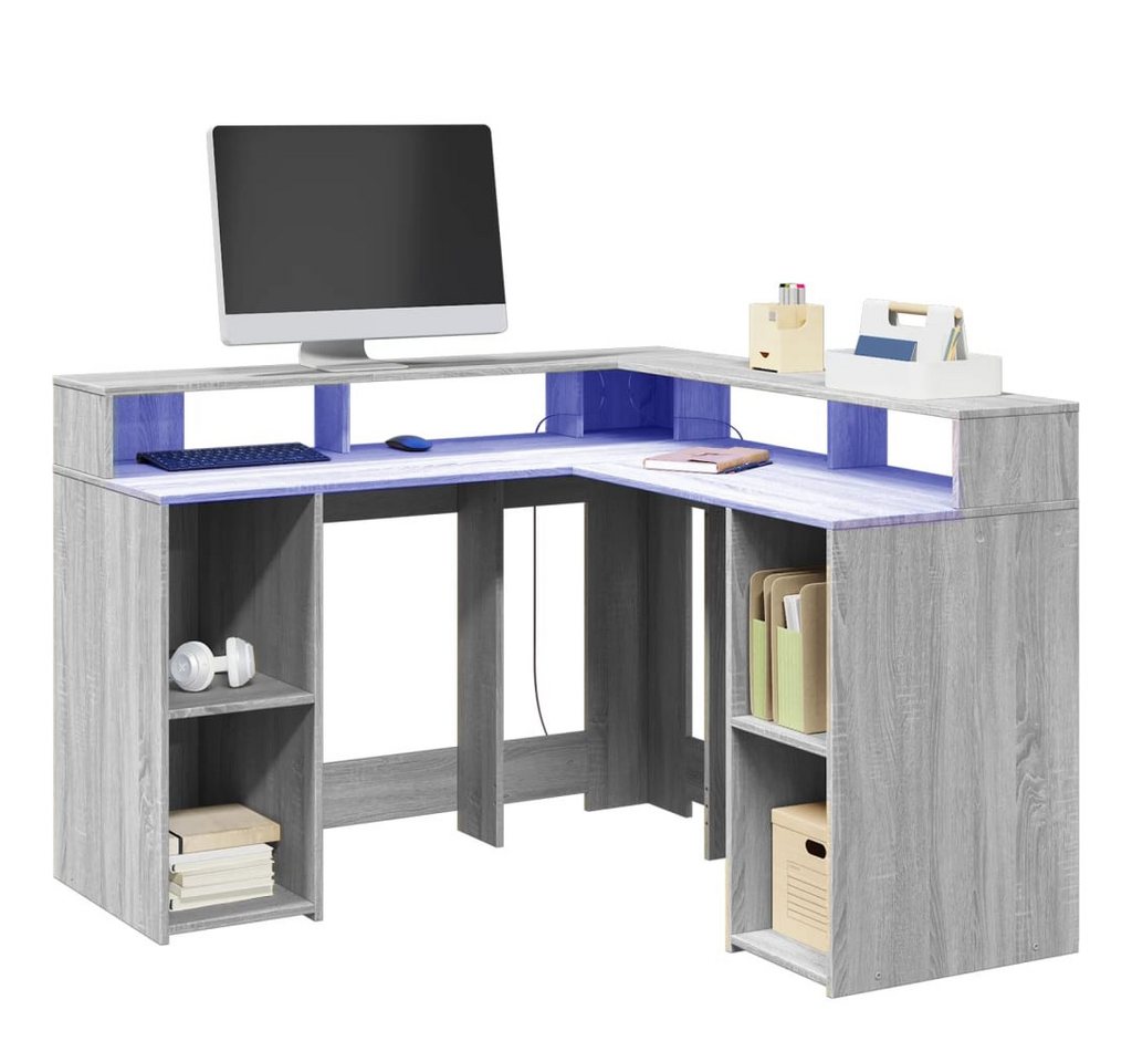 vidaXL Schreibtisch LED Schreibtisch Bürotisch Arbeitstisch Gamingtisch Grau Sonoma 130x13 vidaXL Schreibtisch LED Schreibtisch Bürotisch Arbeitstisch Gamingtisch Grau Sonoma 130x13 von vidaXL