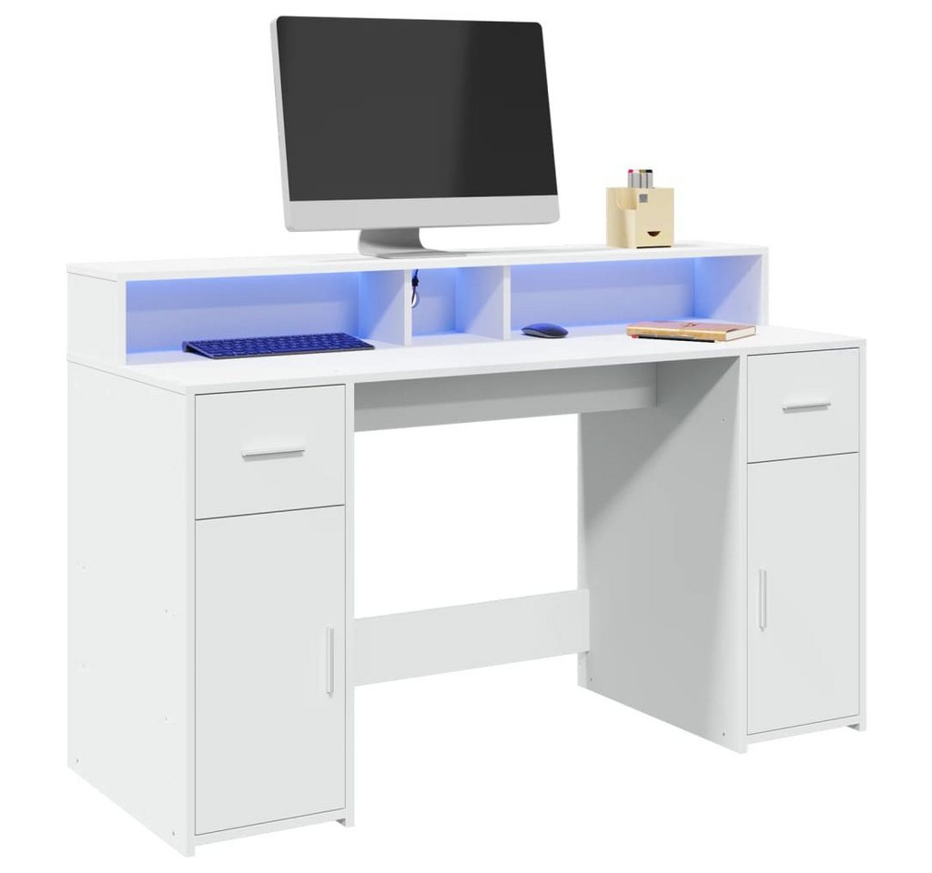 vidaXL Schreibtisch LED Schreibtisch Bürotisch Arbeitstisch Gamingtisch Weiß 140x55x91 cm vidaXL Schreibtisch LED Schreibtisch Bürotisch Arbeitstisch Gamingtisch Weiß 140x55x91 cm von vidaXL