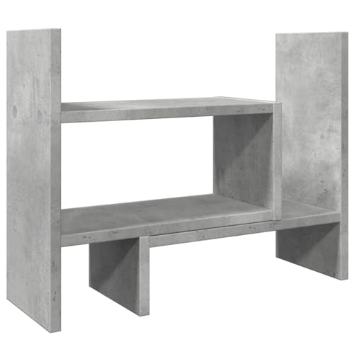 vidaXL Schreibtisch Organizer, Tischorganizer DIY Drehbar Verstellbar, Regal Bücherregal für Büro Zuhause, Schreibtischregal Büro-Organizer, Betongrau Holzwerkstoff von vidaXL