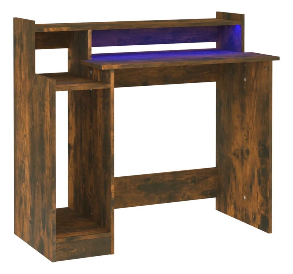 vidaXL Schreibtisch Schreibtisch Computertisch mit LEDs Räuchereiche 97x90x45 cm Spanplatt von vidaXL
