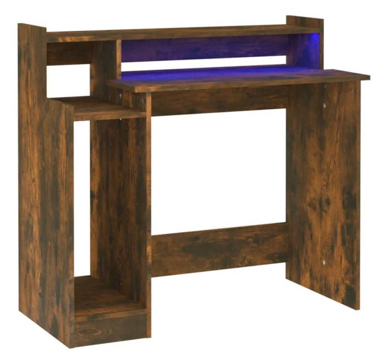 vidaXL Schreibtisch Schreibtisch Computertisch mit LEDs Räuchereiche 97x90x45 cm Spanplatt von vidaXL
