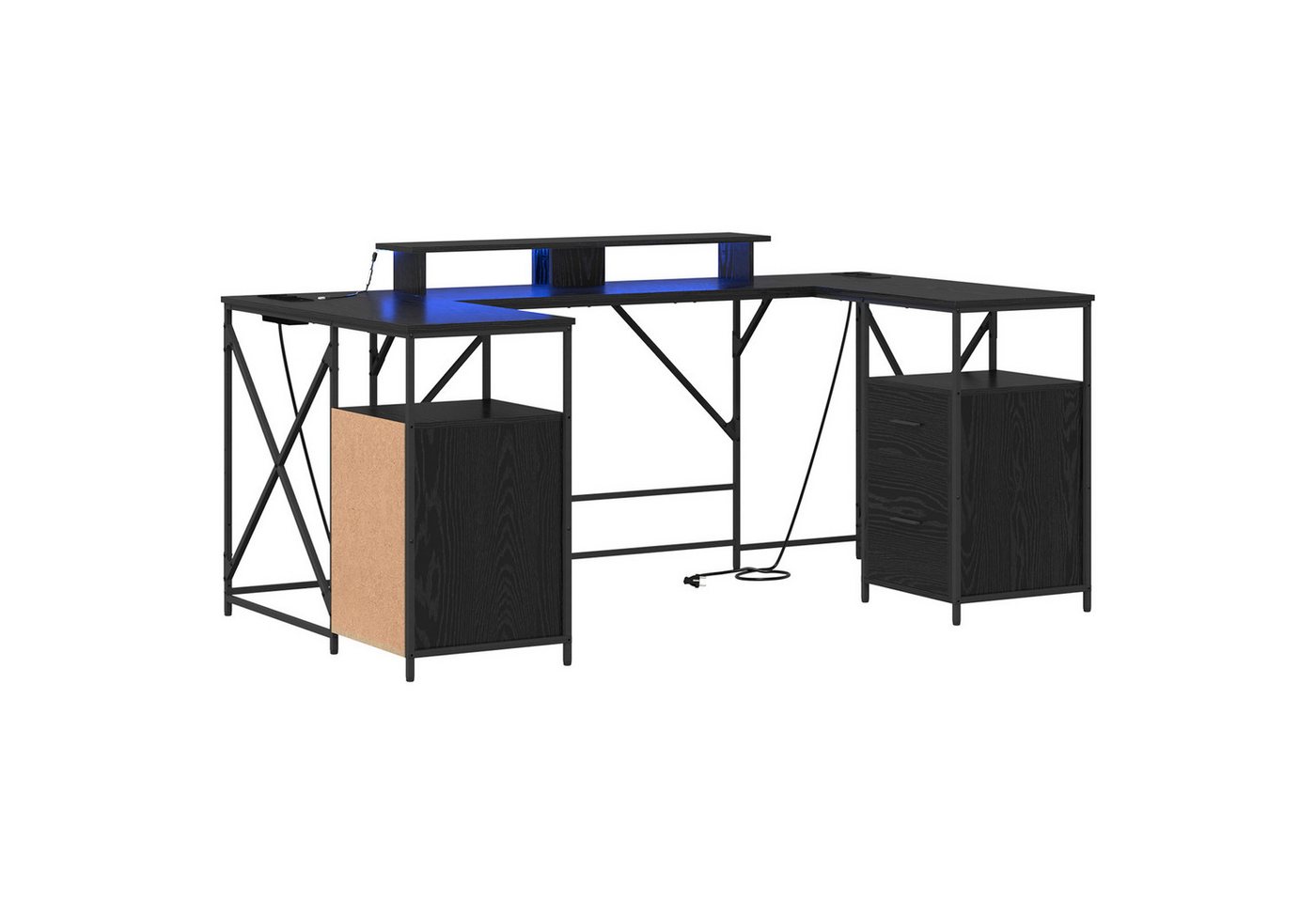 vidaXL Schreibtisch Schreibtisch Schwarz Eiche 182 x 101 x 87,5 cm Holzwerkstoff (1-St) von vidaXL