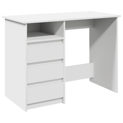 vidaXL Schreibtisch Weiß 102x50x75 cm Holzwerkstoff, Bürotisch, Tisch, PC-Tisch, Computertisch, Laptoptisch, Arbeitstisch, Studiertisch, Büromöbel von vidaXL