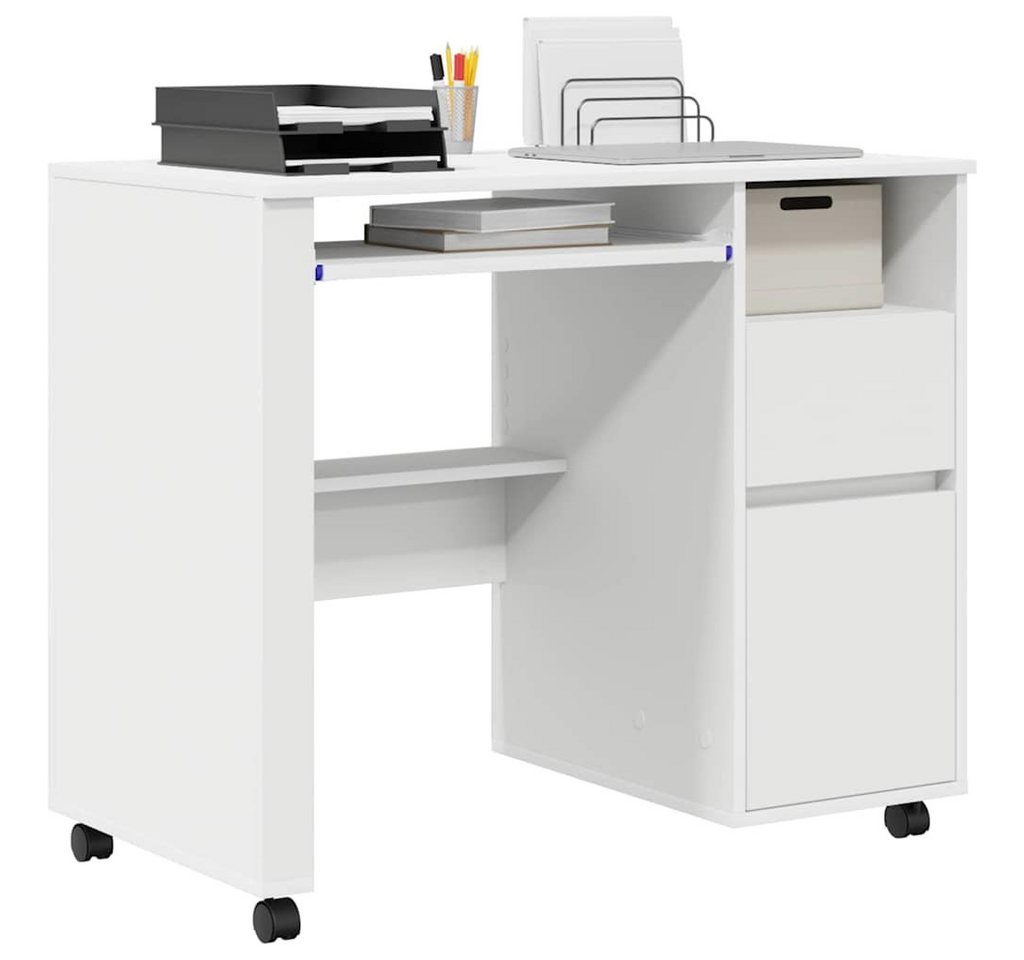 vidaXL Schreibtisch Weißer Computertisch mit Schubladen Weiß MDF Spanplatte Standard vidaXL Schreibtisch Weißer Computertisch mit Schubladen Weiß MDF Spanplatte Standard von vidaXL