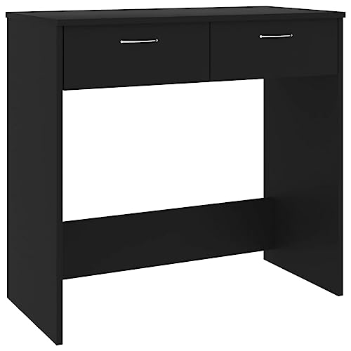 vidaXL Schreibtisch mit 2 Schubladen Computertisch Bürotisch Arbeitstisch Laptoptisch PC Tisch Jugend Kinderschreibtisch Schwarz 80x40x75cm Holzwerkstoff von vidaXL