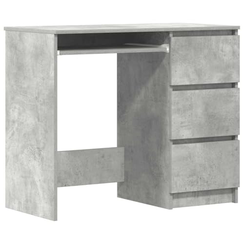 vidaXL Schreibtisch mit 3 Schubladen Computertisch Bürotisch Arbeitstisch Laptoptisch PC Tisch Büromöbel Betongrau 90x45x76cm Holzwerkstoff von vidaXL