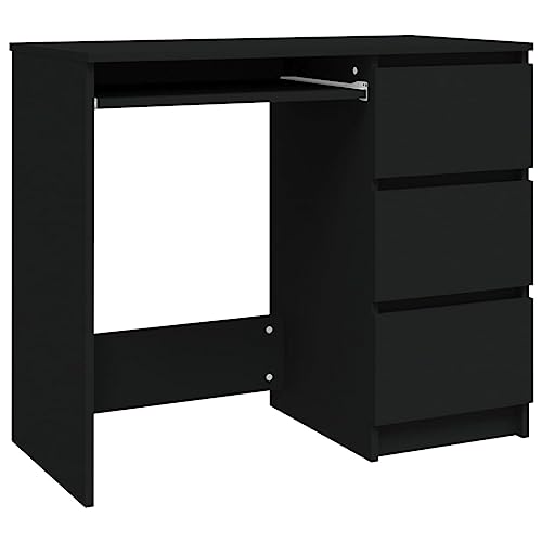vidaXL Schreibtisch mit 3 Schubladen Computertisch Bürotisch Arbeitstisch Laptoptisch PC Tisch Büromöbel Schwarz 90x45x76cm Holzwerkstoff von vidaXL