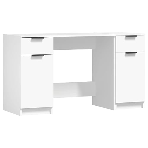 vidaXL Schreibtisch mit Beistellschrank Weiß Holzwerkstoff von vidaXL