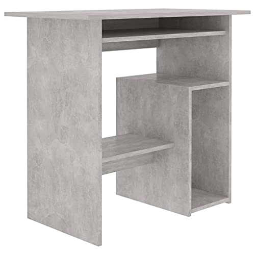 vidaXL Schreibtisch mit Regal Modern Computertisch Bürotisch Arbeitstisch Büro PC Tisch Laptoptisch Büromöbel Betongrau 80x45x74cm Holzwerkstoff von vidaXL