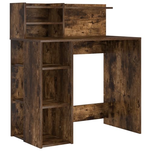 vidaXL Schreibtisch mit Stauraum Geräucherte Eiche 90x48x101.5 cm Holzwerkstoff von vidaXL