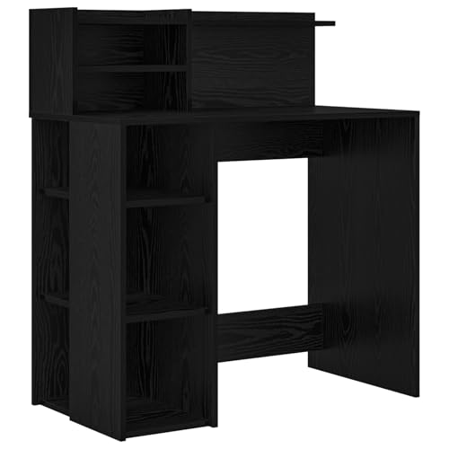 vidaXL Schreibtisch mit Stauraum Schwarz Eiche 90x48x101.5 cm Holzwerkstoff von vidaXL