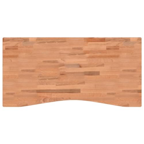 vidaXL Schreibtischplatte, Tischplatte mit 4 abgerundeten Ecken, Arbeitsplatte Platte für Schreibtisch Esstisch, Holzplatte Bürotischplatte, 110x(50-55) x2,5 cm Massivholz Buche von vidaXL