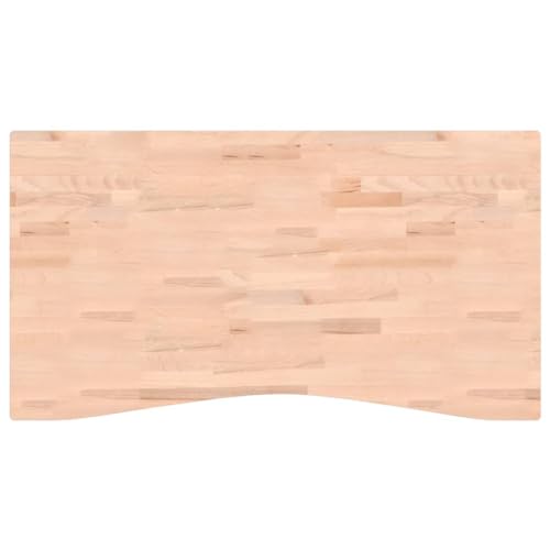 vidaXL Schreibtischplatte, Tischplatte mit 4 abgerundeten Ecken, Arbeitsplatte Platte für Schreibtisch Esstisch, Holzplatte Bürotischplatte, 110x(55-60) x2,5 cm Massivholz Buche von vidaXL