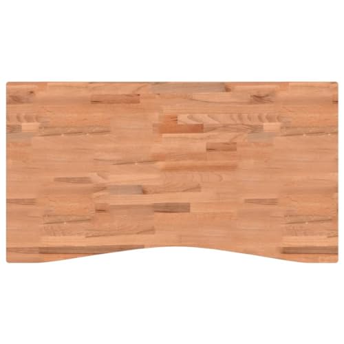 vidaXL Schreibtischplatte, Tischplatte mit 4 abgerundeten Ecken, Arbeitsplatte Platte für Schreibtisch Esstisch, Holzplatte Bürotischplatte, 110x(55-60) x2,5 cm Massivholz Buche von vidaXL