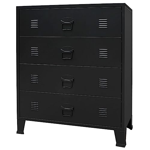 vidaXL Schubladenschrank Metall Industrie-Stil Schwarz Kommode Sideboard von vidaXL