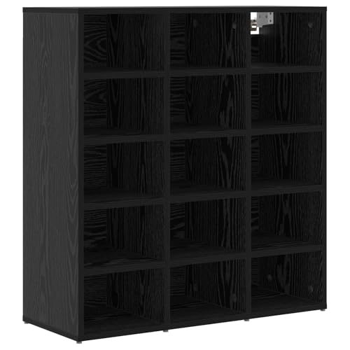vidaXL Schuhbank - Schwarz Eiche, 77,5 x 30 x 82,5 cm, aus Holzwerkstoff, Matte Oberfläche. Flexibles, stapelbares Design von vidaXL