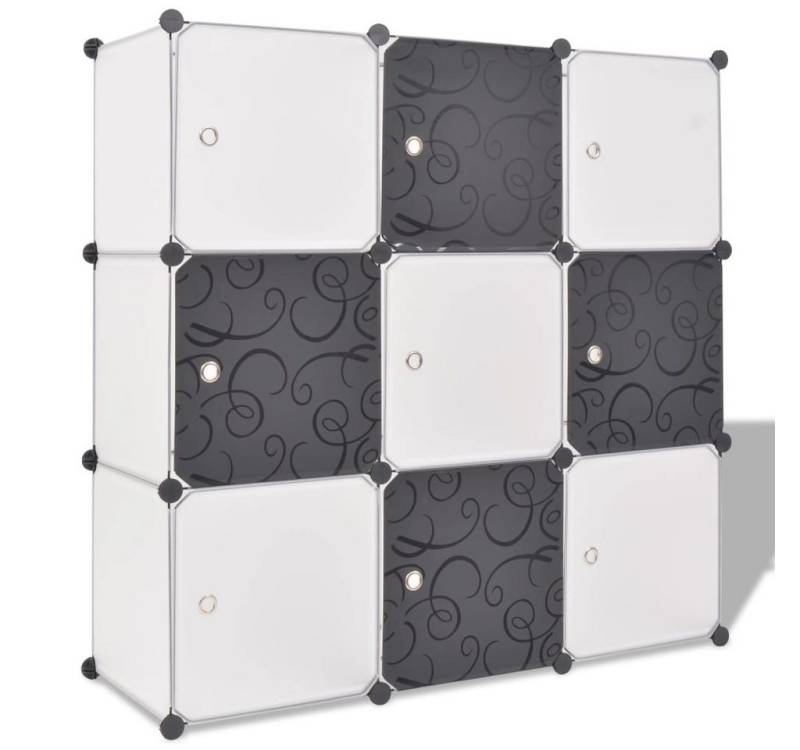 vidaXL Schuhregal Regalsystem Würfelregal mit 9 Fächern Schwarz und Weiß, 1-tlg. von vidaXL