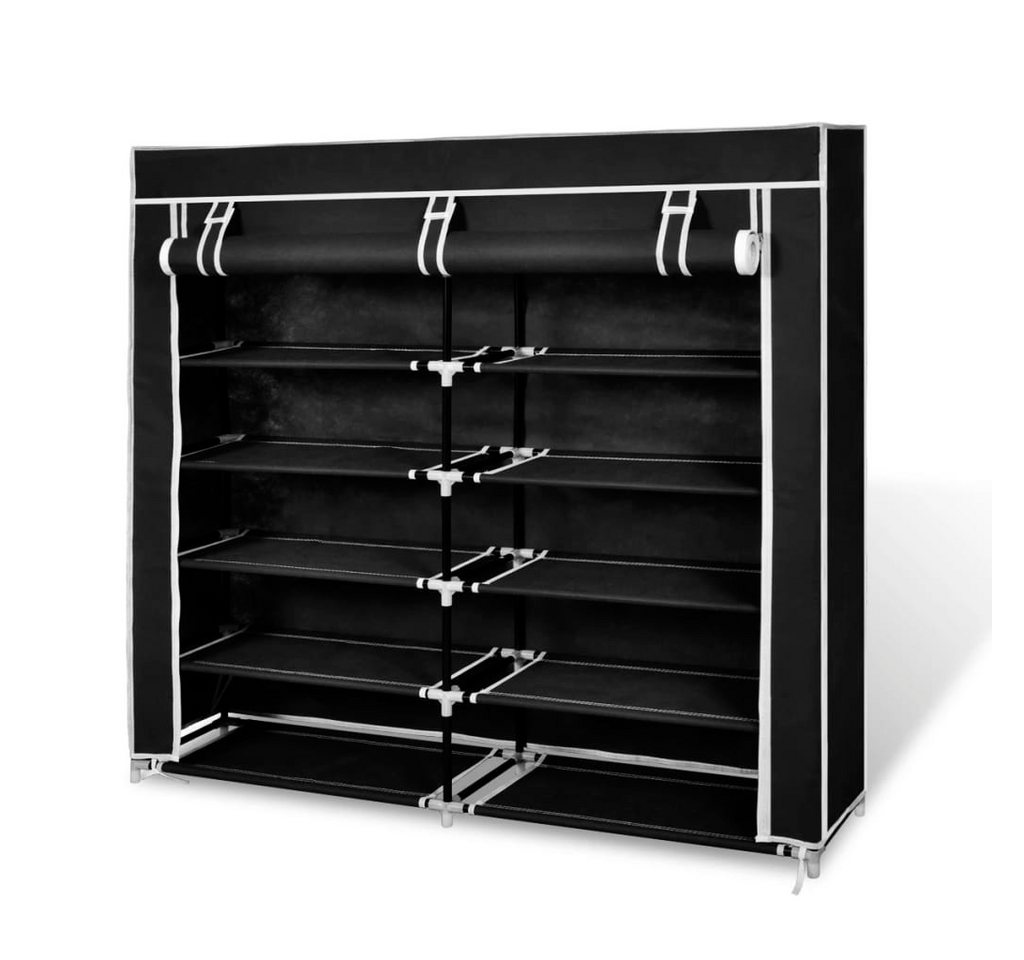 vidaXL Schuhregal Stoff Schuhschrank mit Abdeckung 115 x 28 x 110 cm Schwarz, 1-tlg. von vidaXL