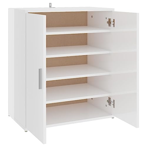 vidaXL Schuhschrank 5 Ablagen Wand Schuhkommode Schuhregal Schuhablage Schuhaufbewahrung Schuhständer Schuhorganizer Hochglanz-Weiß 60x35x70cm Holzwerkstoff von vidaXL