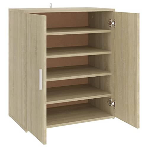 vidaXL Schuhschrank 5 Ablagen Wand Schuhkommode Schuhregal Schuhablage Schuhaufbewahrung Schuhständer Schuhorganizer Sonoma-Eiche 60x35x70cm Holzwerkstoff von vidaXL