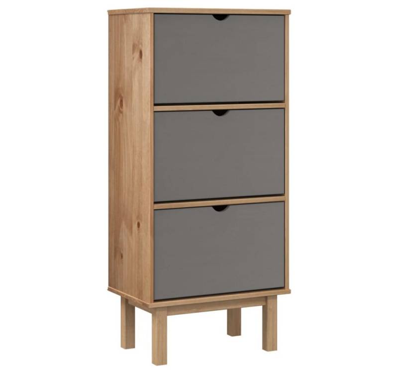 vidaXL Schuhschrank Schuhschrank mit 3 Schubladen Braun und Grau Massivholz Kiefer von vidaXL