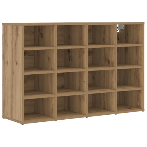 vidaXL Schuhschrank in Artisan Eiche - 103 x 30 x 67 cm - Braunes, glänzendes, weißes MDF - Stapelbar - Glatte Oberfläche - Minimalistisches Design von vidaXL