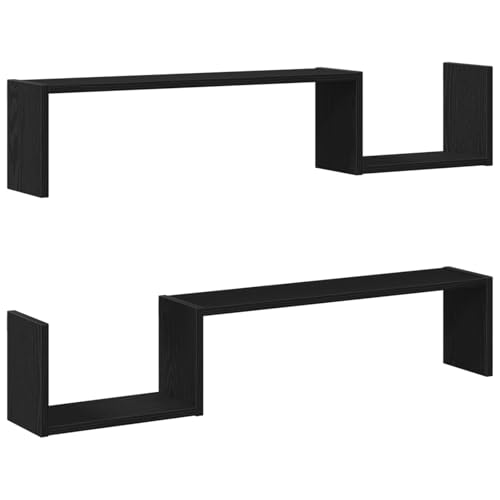vidaXL Schwarze Eichen-Wandregale | Holzwerkstoff Modernes Design Optimal für Wohnzimmer Schlafzimmer oder Büro Einfache Montage mit beiliegendem Montagematerial Regal Stauraum Präsentation Buch Deko vidaXL Schwarze Eichen-Wandregale | Holzwerkstoff Modernes Design Optimal für Wohnzimmer Schlafzimmer oder Büro Einfache Montage mit beiliegendem Montagematerial Regal Stauraum Präsentation Buch Deko von vidaXL