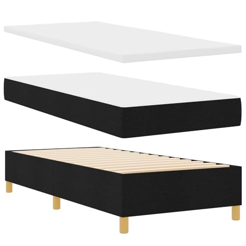 vidaXL Schwarzes modernes Bettgestell mit Matratze und Topper-Set Kiefernholzrahmen Bequemer Schaum Stylisches Kopfteil 100 X 200 cm Größe Ideal für Schlafzimmer vidaXL Schwarzes modernes Bettgestell mit Matratze und Topper-Set Kiefernholzrahmen Bequemer Schaum Stylisches Kopfteil 100 X 200 cm Größe Ideal für Schlafzimmer von vidaXL