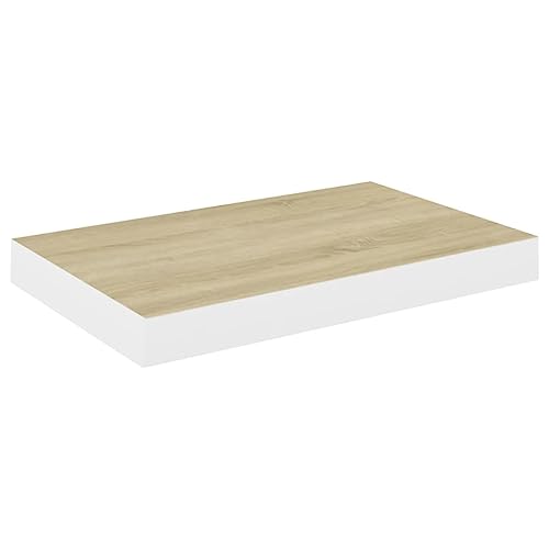 vidaXL Schweberegal Wandregal Schwebend Bücherregal Wandboard Hängeregal Dekoregal Freischwebend Regal Wandablage Eiche Weiß 50x23x3,8cm MDF von vidaXL