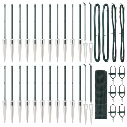 vidaXL Schweißdrahtzaun mit 13 Spike-Posts Grün 0.4X50 m Robustes Metall für Außenzaunlösungen UV-beständige Set Komponenten Post Garten von vidaXL