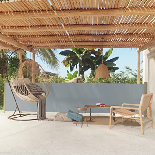 vidaXL Seitenmarkise Ausziehbar Sonnenschutz Sichtschutz Windschutz Seitenwandmarkise Seitenrollo Markise Balkon Garten Terrasse 117x500cm Grau von vidaXL