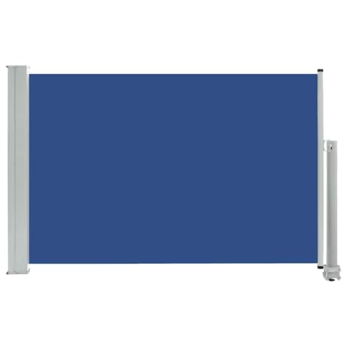 vidaXL Seitenmarkise Ausziehbar UV- und Wasserbeständig Sonnenschutz Sichtschutz Windschutz Seitenrollo Markise Balkon Garten Terrasse 60x300cm Blau von vidaXL