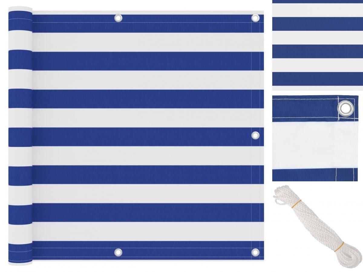 vidaXL Seitenmarkise Balkon-Sichtschutz Weiß und Blau 90x600 cm Oxford-Gewebe von vidaXL