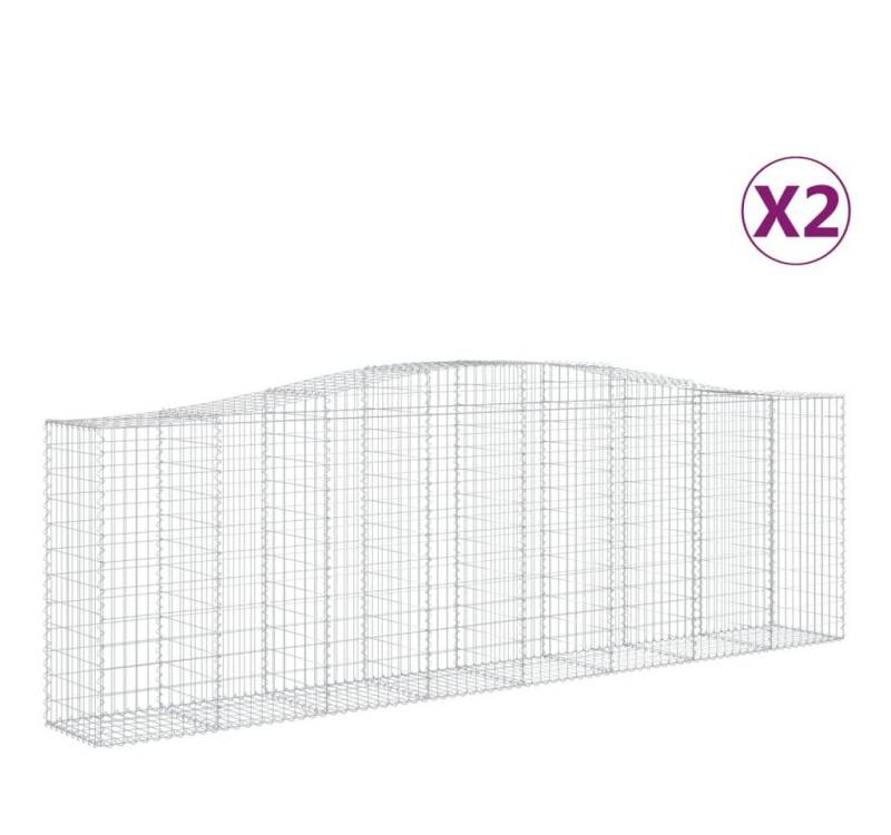 vidaXL Seitenmarkise Gabionen mit Hochbogen 2 Stk 400x50x120140cm Verzinktes Eisen Sichtsch von vidaXL