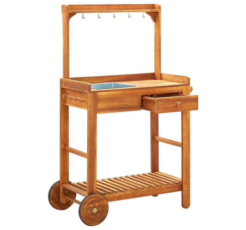 vidaXL Servierwagen, Akazienolz Massiv 92 x 43,5 x 141,5 cm von vidaXL