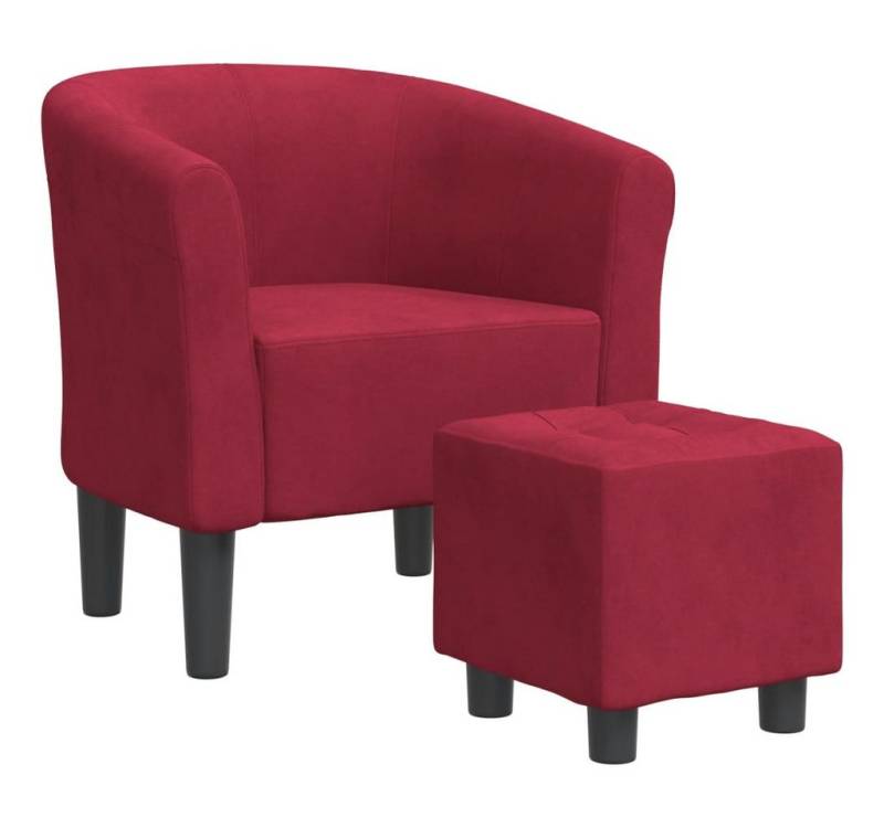 vidaXL Sessel, Clubsessel mit Fußhocker Weinrot Samt von vidaXL