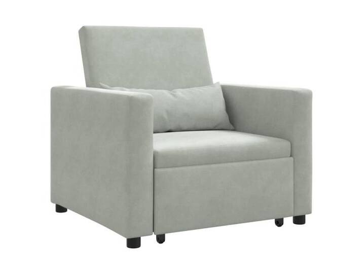 vidaXL Sessel Einzel-Schlafsofa Hellgrau 90 x 165 x 87 cm Samt (1-St), grau, Hellgrau von vidaXL
