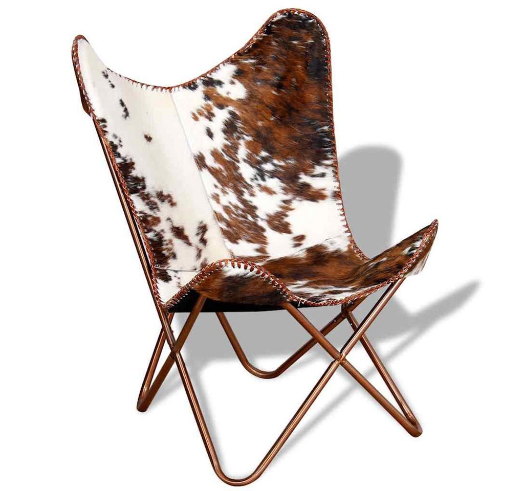 vidaXL Sessel Butterfly-Sessel Braun und Weiß Echtes Kuhfell (1-St) von vidaXL